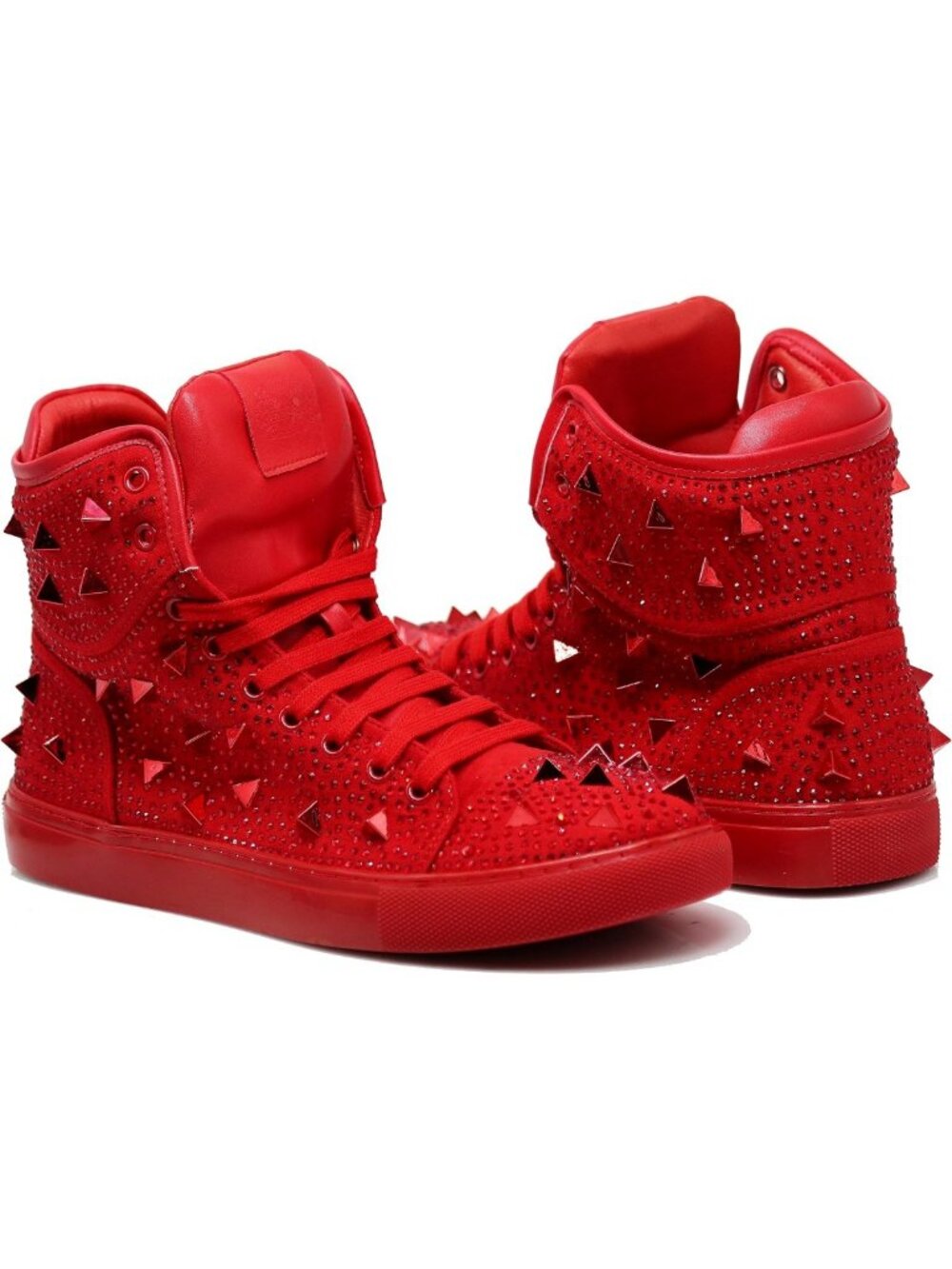 Stylish Men's High Top Rhinestone Blink Sneakers with Crystal Shimmer & Spike